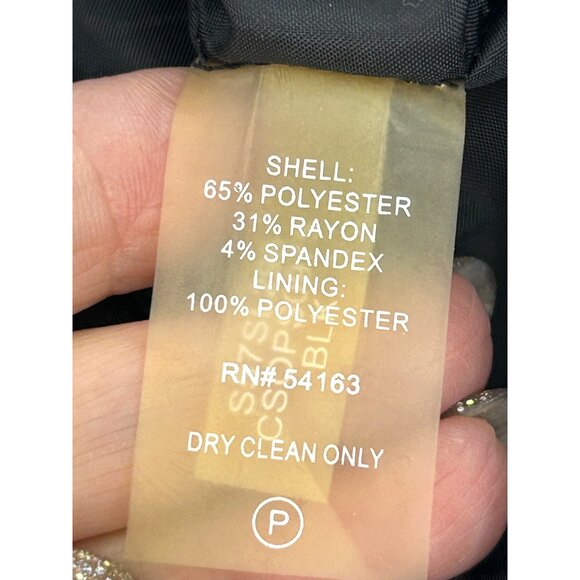 Calvin Klein Black Pencil Skirt 10 Faux Leather Tabs Back Slit Zip Career Party - Picture 5 of 12